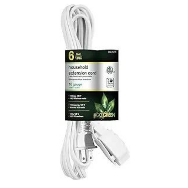 GoGreen Power 16/2 6' 3 Outlets Household Extension Cord