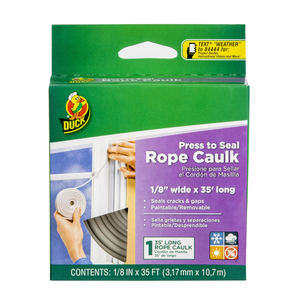 Duck Brand Rollo de calafateo de cuerda de presión para sellar de 1/8" x 35 pies