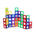 Playmags Magnetic Tile Building Set, 80-Pc. Kit: 40 Super Strong Magnet Tile Windows & 40 Letters & Numbers