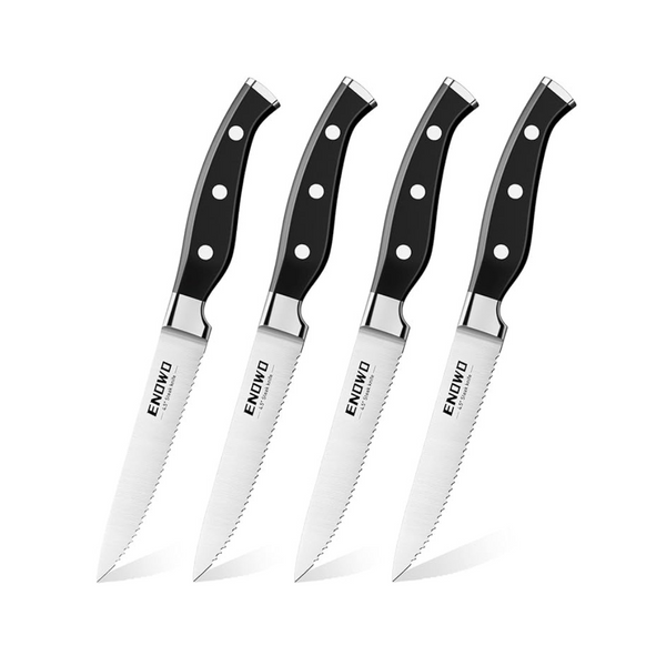 Juego de 4 cuchillos para carne de acero inoxidable.