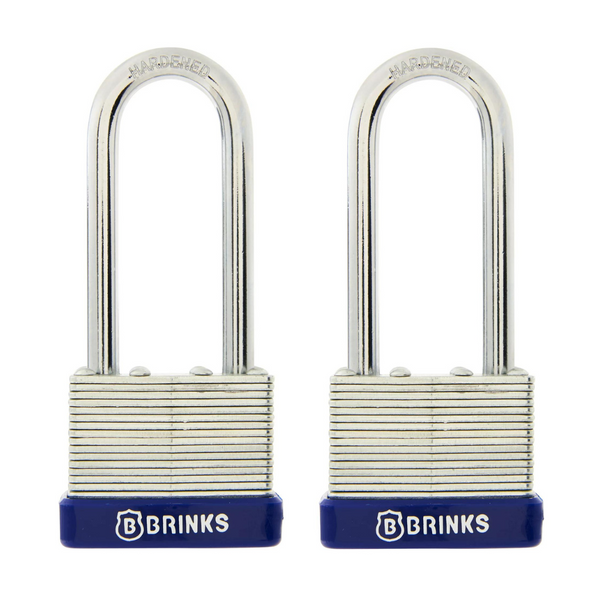 Paquete de 2 candados con llave de 40 mm de acero laminado Brinks con llave de 2 1/4"