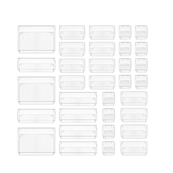 Juego de organizadores de cajones transparentes de 33 piezas