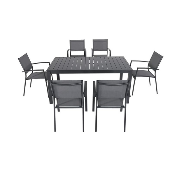 Juego de comedor al aire libre Hanover Nápoles de 7 piezas