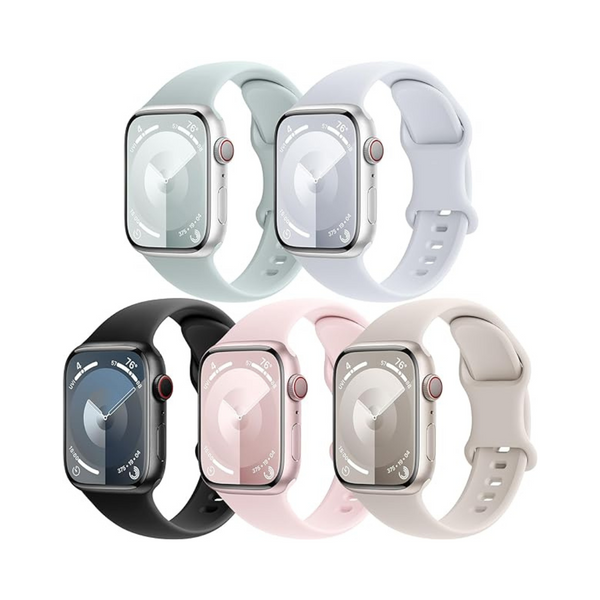 Paquete de 5 correas deportivas de silicona unisex compatibles con Apple Watch