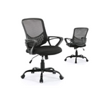 Silla ergonómica de oficina de escritorio giratorio con ruedas de malla con respaldo medio para el hogar