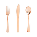 300-Pc Gold or Rose Gold Plastic Silverware (100 Forks, 100 Spoons, 100 Knives)