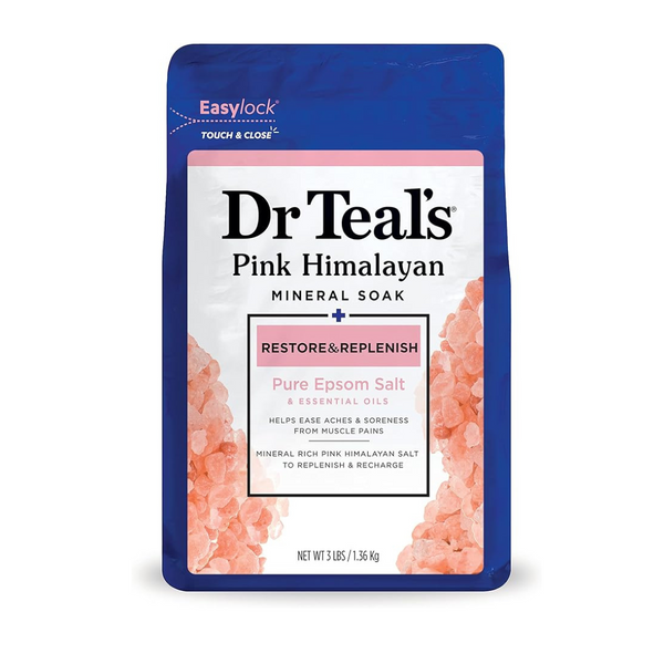 Dr Teal's Pink Himalayan Mineral Soak, restaurar y reponer con sal pura de Epsom (3 lb0)