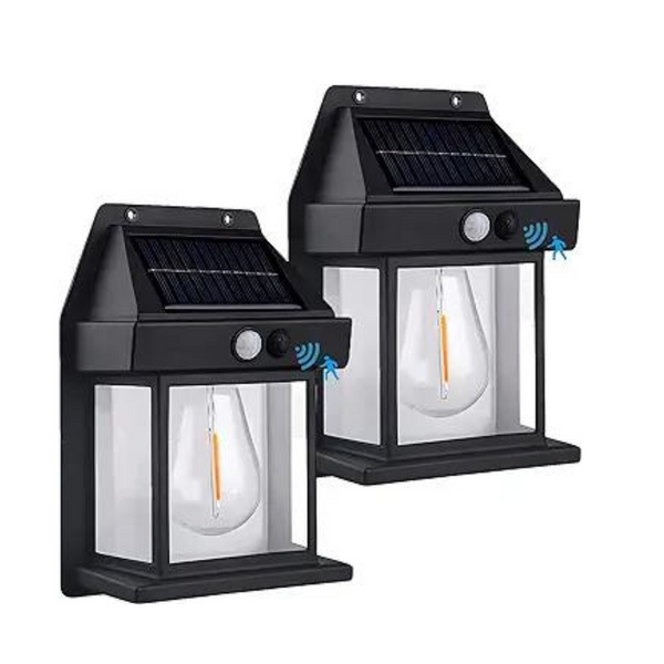 Paquete de 2 luces solares para exteriores con sensor de movimiento inalámbrico