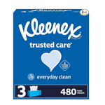 3 Boxes Of 160 Kleenex Trusted Care Facial Tissues
