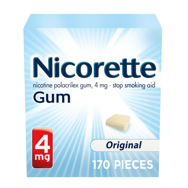 Chicle de nicotina Nicorette de 170 unidades para ayudar a dejar de fumar, 4 mg
