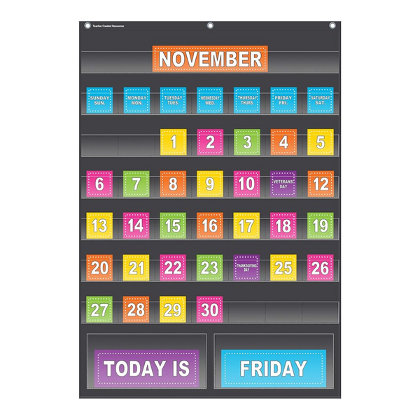 Teacher Created Resources Black Calendar Pocket Chart