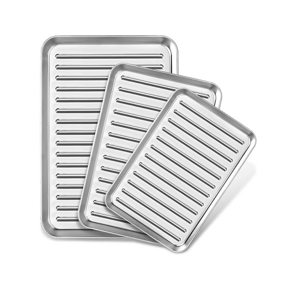 3-Piece Stainless Steel Cookie Sheets for Baking