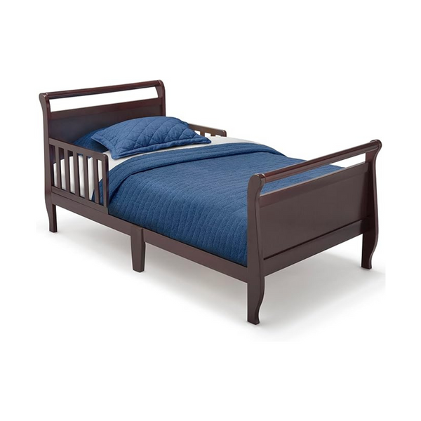 Trineo de cama infantil de madera Delta Children, espresso de cerezo negro