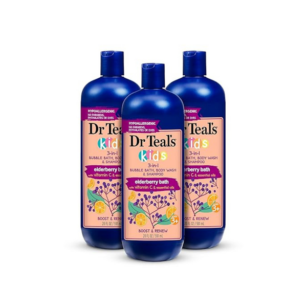 Dr Teal’s Kids 3-in-1 Bubble Bath, Body Wash & Shampoo, 20 fl oz. (Pack of 3)
