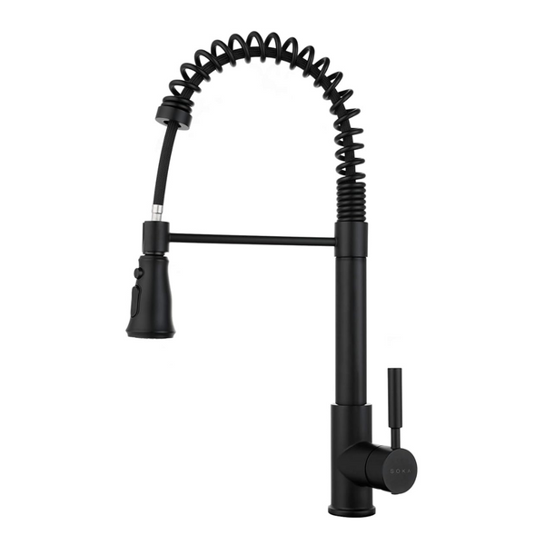 SOKA Grifo de cocina monomando abatible con pulverizador (negro mate)