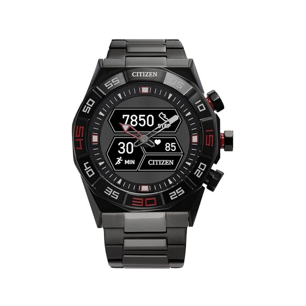 Citizen Men's CZ Hybrid Black-Tone Stainless Steel Bracelet Smart Watch
