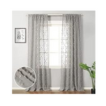 Cortinas transparentes grises con pompones de Mysky Home