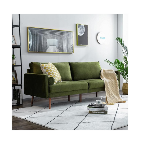 Sofá Vonanda Mid Century Modern de terciopelo de 3 plazas de 73"