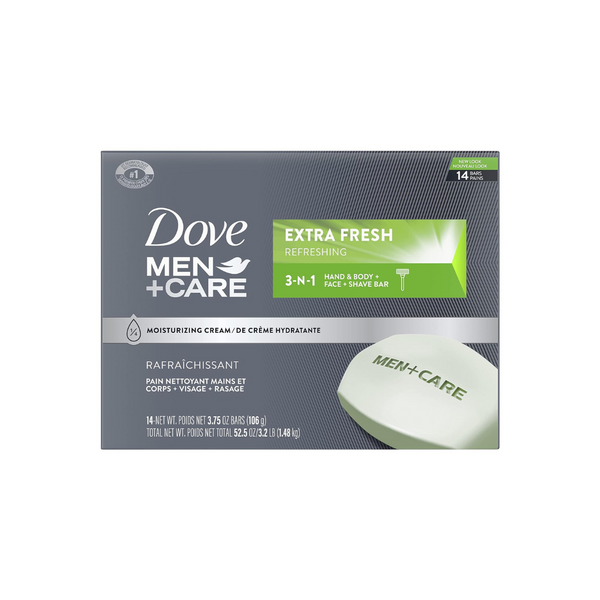 14 Dove Men + Care, Sensitive Skin, Cool Moisture And Original Cleanser Bars