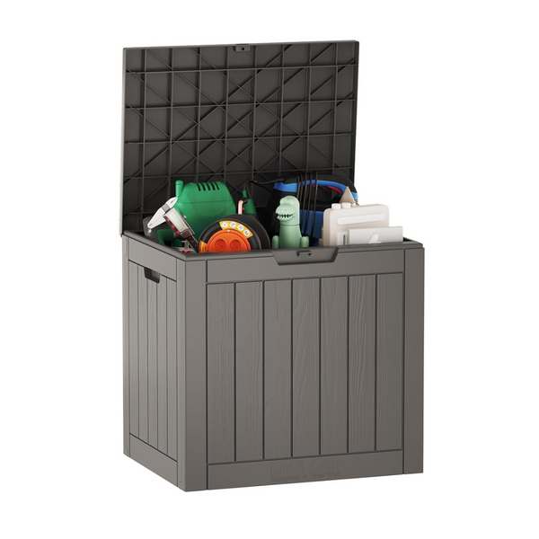 East Oak Caja de almacenamiento interior/exterior de 31 galones con tapa con cerradura