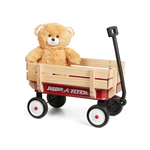 Radio Flyer de 19" Mi primer vagón de juguete de acero y madera con osito de peluche