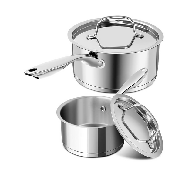 Michelangelo Stainless Steel Saucepan Set with Stainless Lids