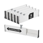 Juego de 5 divisores de cajones ajustables, longitud ajustable de 11″ a 17″