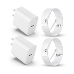 2-Pack Mfi-Certified 20W Pd Usb-C Charging Adapter with 6 &10ft Cable