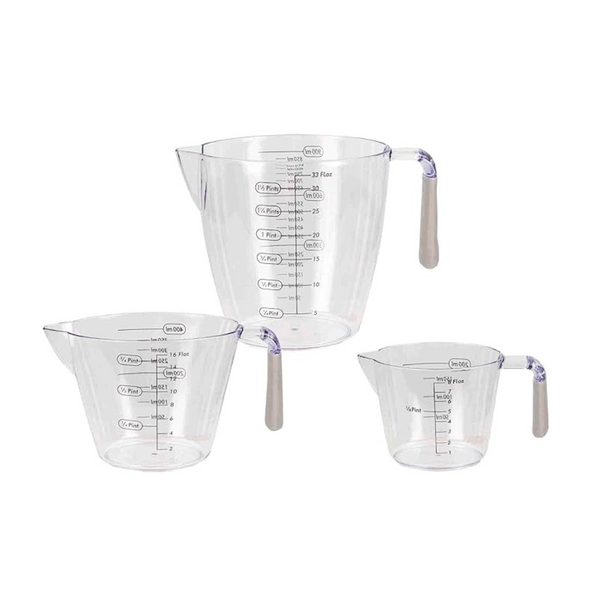 Taza medidora Home Basics de 3 piezas con empuñaduras de goma