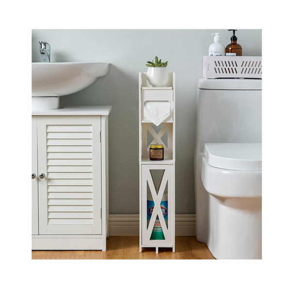 Small Bathroom Storage Cabinet with Toilet Paper Holder