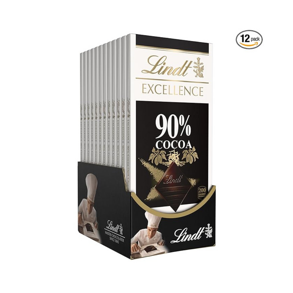 12-Pack Lindt E excellence 90% Cocoa Dark Chocolate Bar
