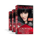 Paquete de 3 tintes permanentes para cabello negro Revlon con cobertura 100% de canas