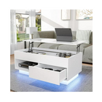 Hommpa Mesa de centro moderna rectangular elevable de 39,4" con LED