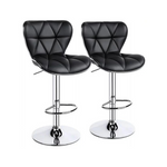 Set of 2 Alden Design Adjustable Midback Faux Leather Bar Stool