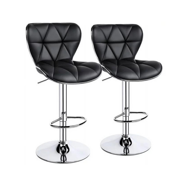 Set of 2 Alden Design Adjustable Midback Faux Leather Bar Stool