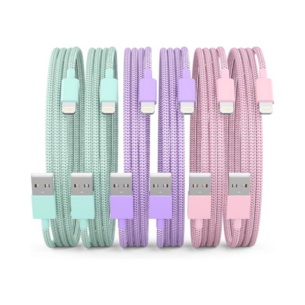 Paquete de 6 cables cargadores para iPhone de transferencia de alta velocidad con certificación Apple Mfi