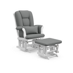 Mecedora cómoda tapizada para guardería con otomana y almohada lumbar gratis