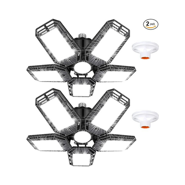 Paquete de 2 luces de techo LED deformables para garaje de 160 W