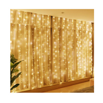 Hxweiye Luz de cortina de hadas LED con enchufe USB blanco cálido de 9,8 x 9,8 pies, 8 modos