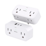 Paquete de 2 extensores de salida Addtam de 4 salidas y 3 puertos USB