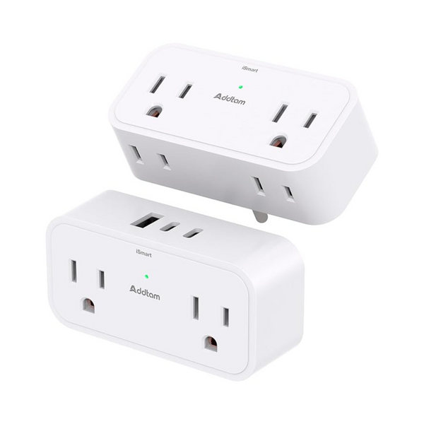 Paquete de 2 extensores de salida Addtam de 4 salidas y 3 puertos USB