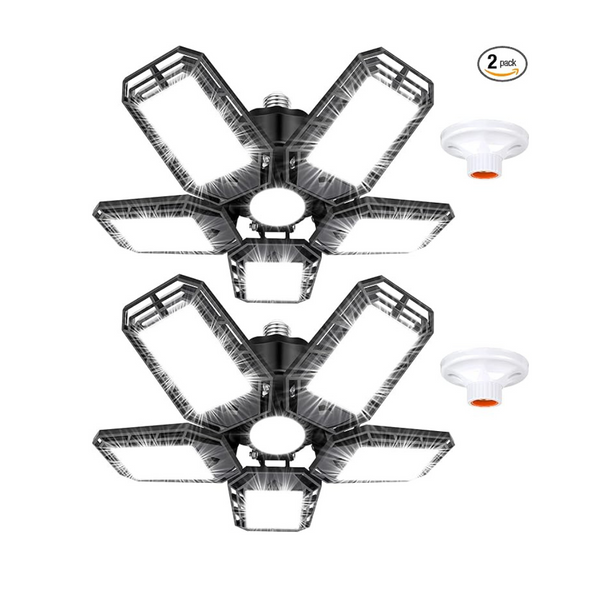 2-Pack 160W 16000LM 6500K Deformable LED Garage Ceiling Lights