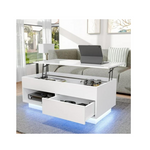 Hommpa 39.4" Modern Rectangle Lift Top Coffee Table with LED