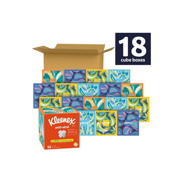 18 Cube Boxes Of Kleenex Tissues + Get a $6.50 Amazon Credit