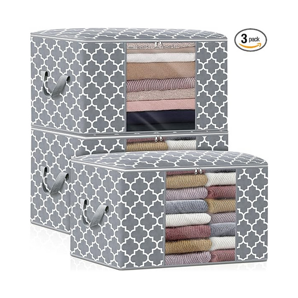 3-Pack Wiselife Foldable Storage Bags with Reinforced Handle