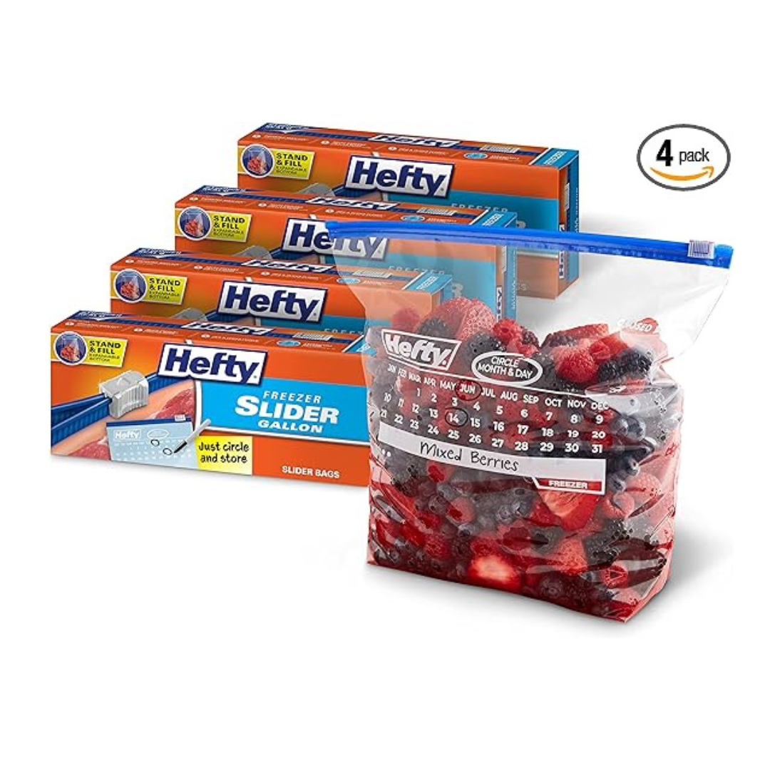 Hefty Slider Freezer Calendar Bags, Gallon Size, 100 Total Bags