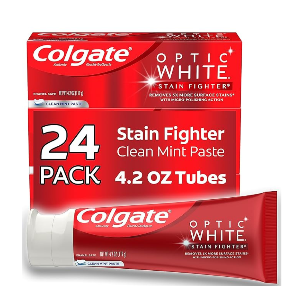 24-Pack Colgate Optic White Stain Fighter Whitening Toothpaste, 4.2 Oz