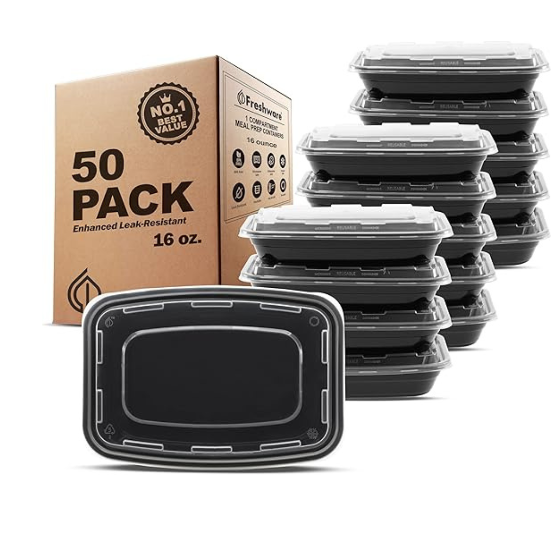 Freshware Meal Prep Containers [50 Pack, 16 Oz]