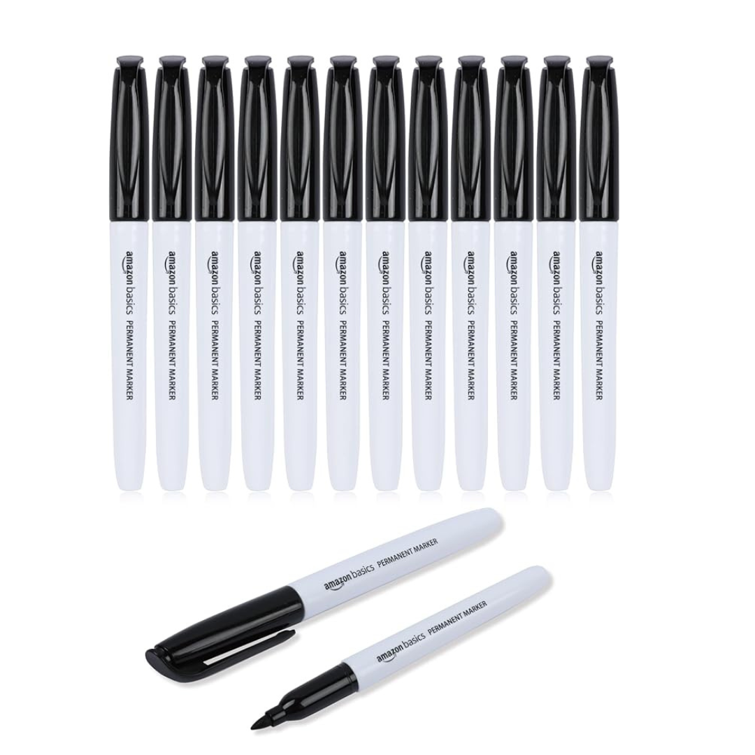 12-Pack Amazon Basics Fine Point Tip Permanent Markers
