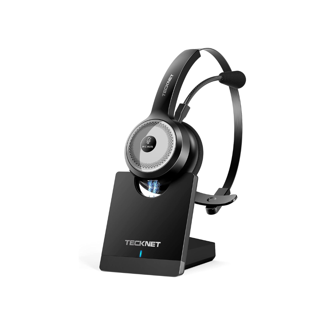 Bluetooth 5.0 Wireless Headset with AI Noise Cancelling Mic
